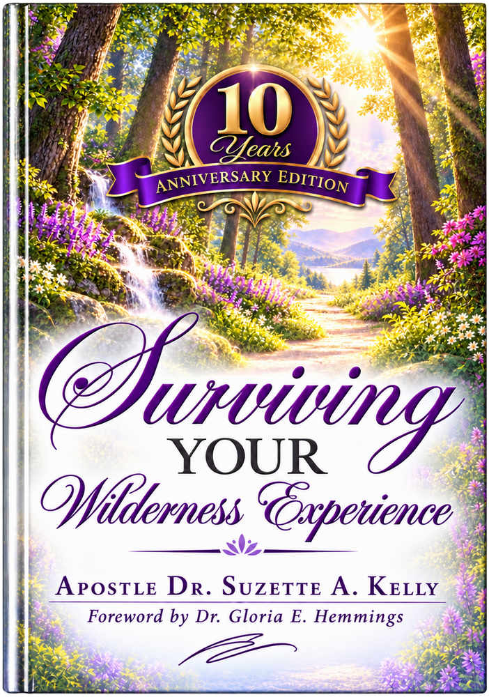 Cover of the 10 Year Anniversary Edition of Surviving Your Wilderness Experience by Apostle Dr. Suzette A. Kelly.